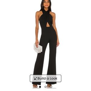 Amanda Uprichard Black Halter Cutout Jumpsuit
